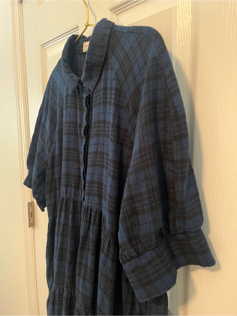 Natural Life Navy Plaid Tiered Maxi Dress – Size Large - Picture 5 of 9